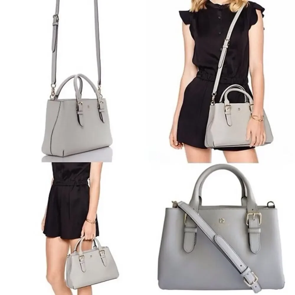 Kate Spade Gray Leather Satchel Crossbody Bag Cove Street Provence *FLAW